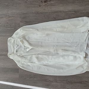 J Crew white bow front blouse necktie blouse semi sheer lightweight professional